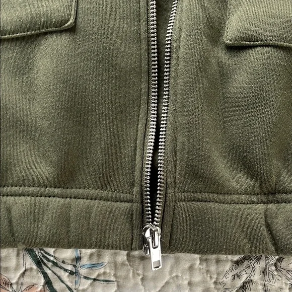 NWT Olive Cropped Full Zip Hoodie Sweatshirt Jacket - Picture 5 of 9